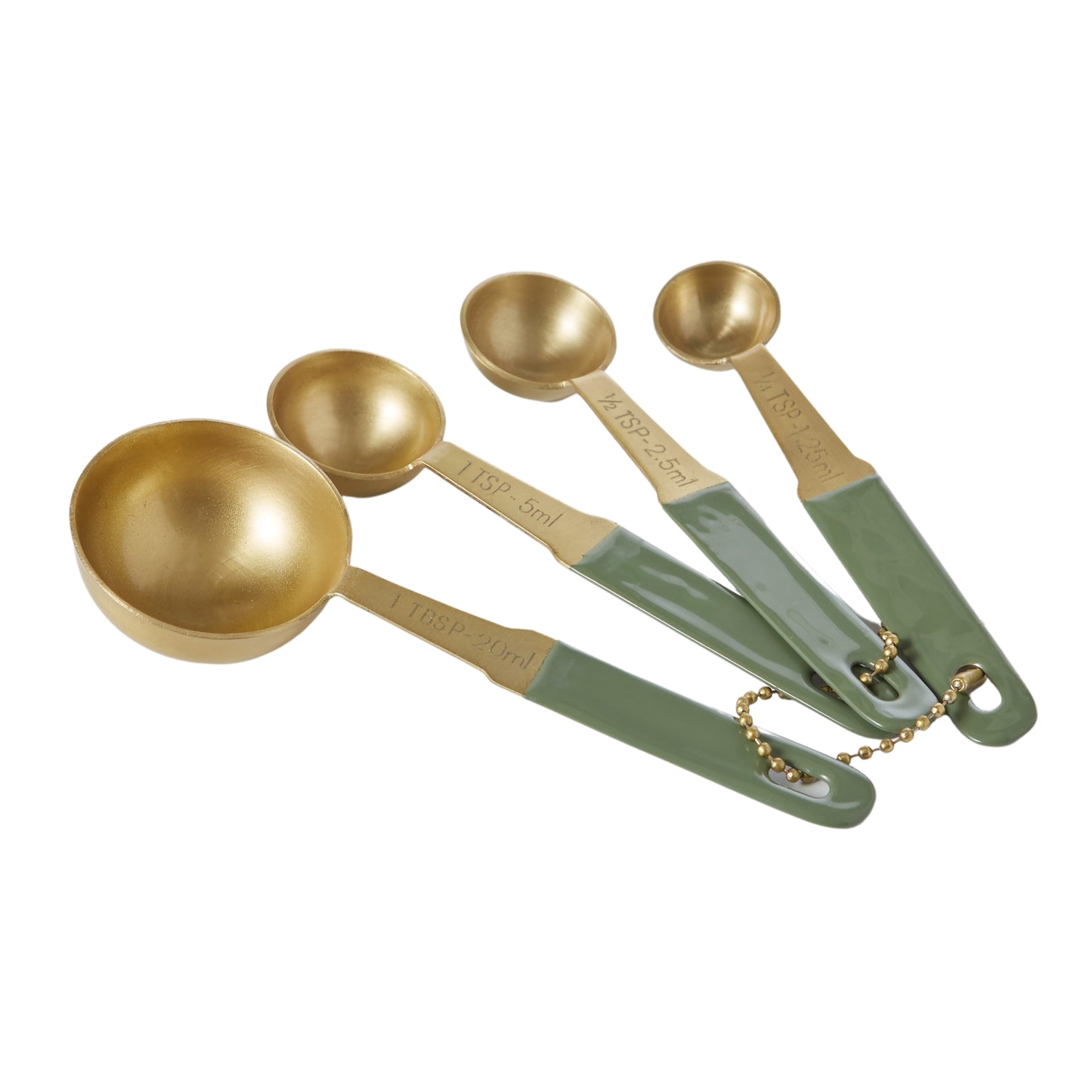 Measuring Spoons set of 4 Brass/Green